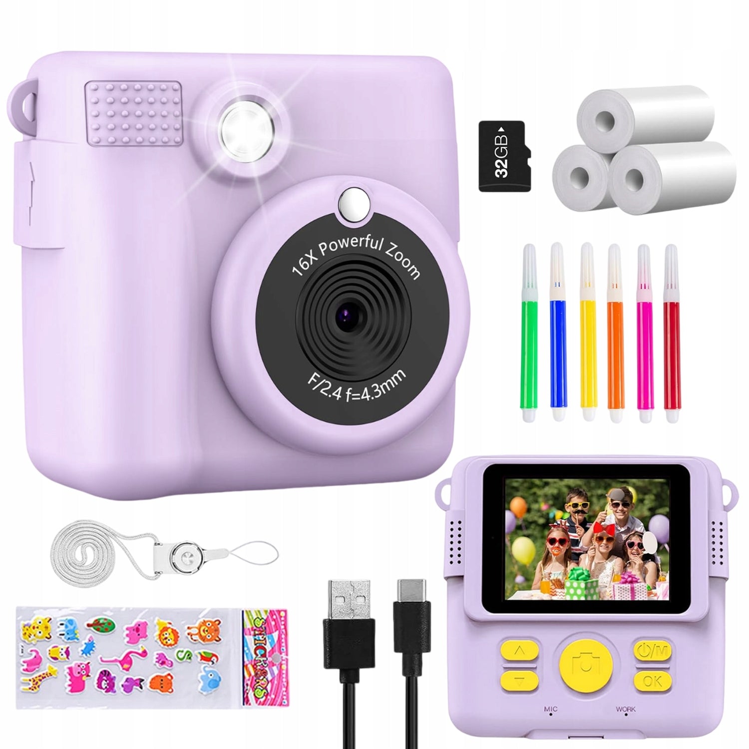 CAMERA FOR CHILDREN INSTANT PRINTING 32GB GIFT