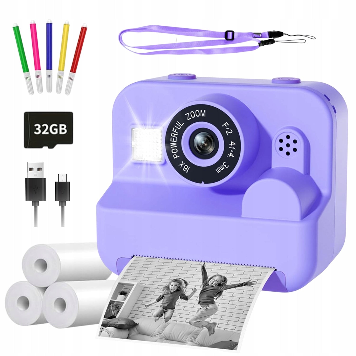 CAMERA FOR CHILDREN INSTANT THERMAL PRINTER + 3 ROLLS
