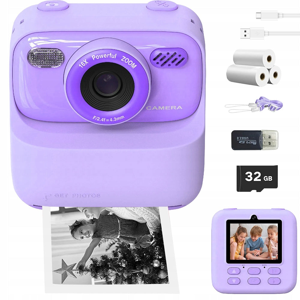 CAMERA FOR CHILDREN WITH PRINTING 32GB 3 GAMES 1200MAH SAFE BPA-FREE