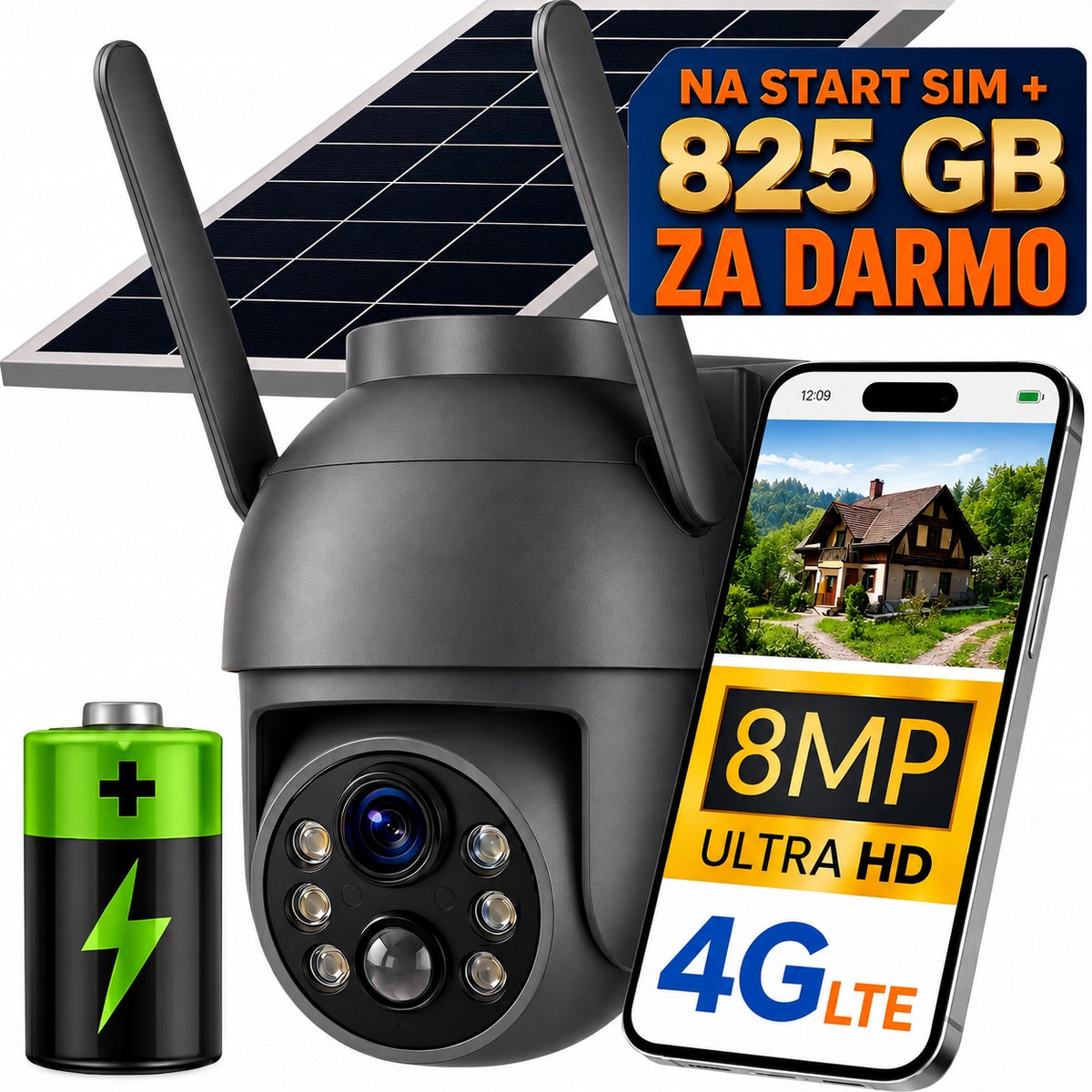 CAMERA GSM 4G LTE 8MP ROTATING EXTERNAL FOR SIM LED CARD IR DETECTION AI Packaging status original