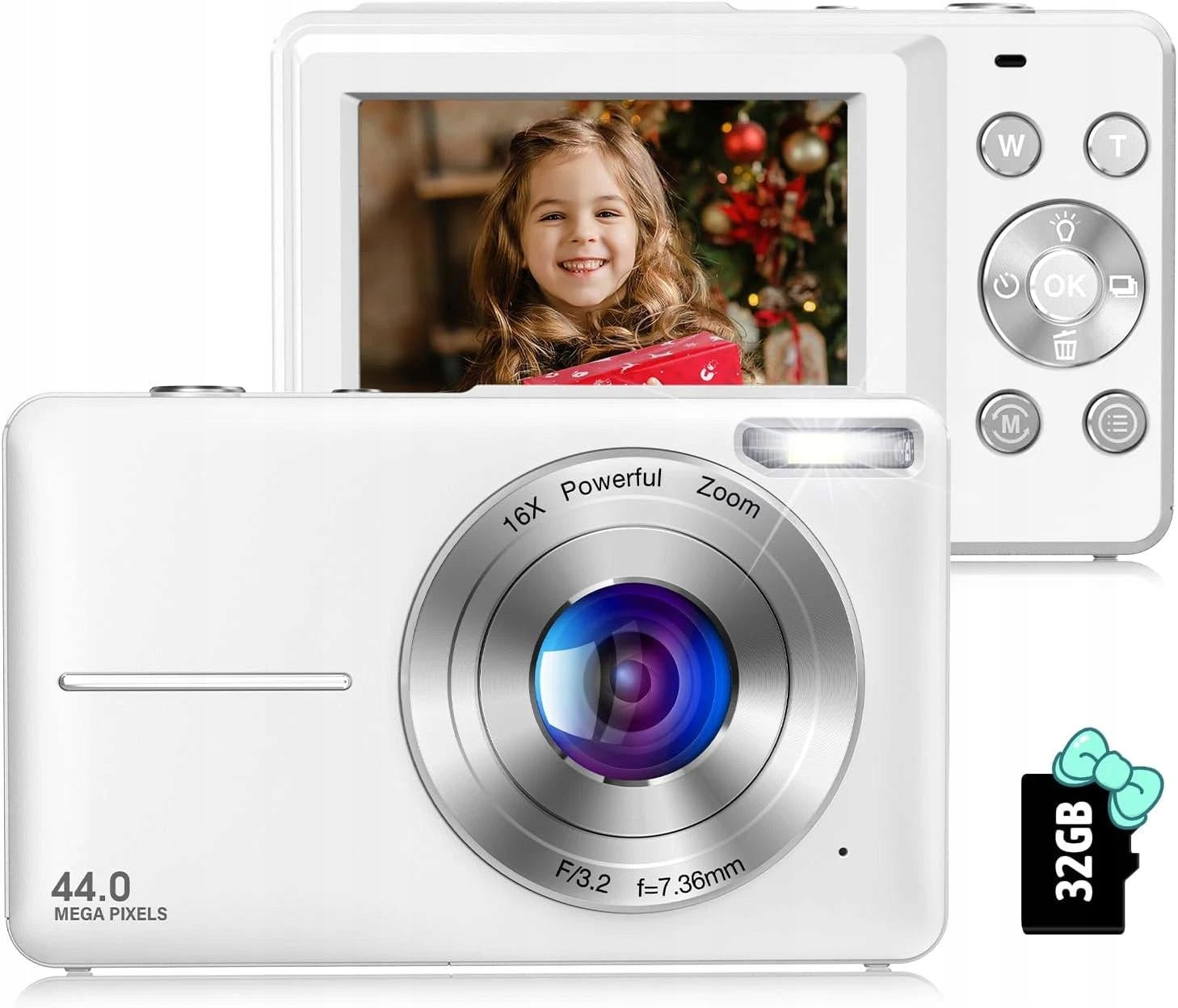 CAMERA HD WHITE 18X ZOOM 1080P 44MP + 32G