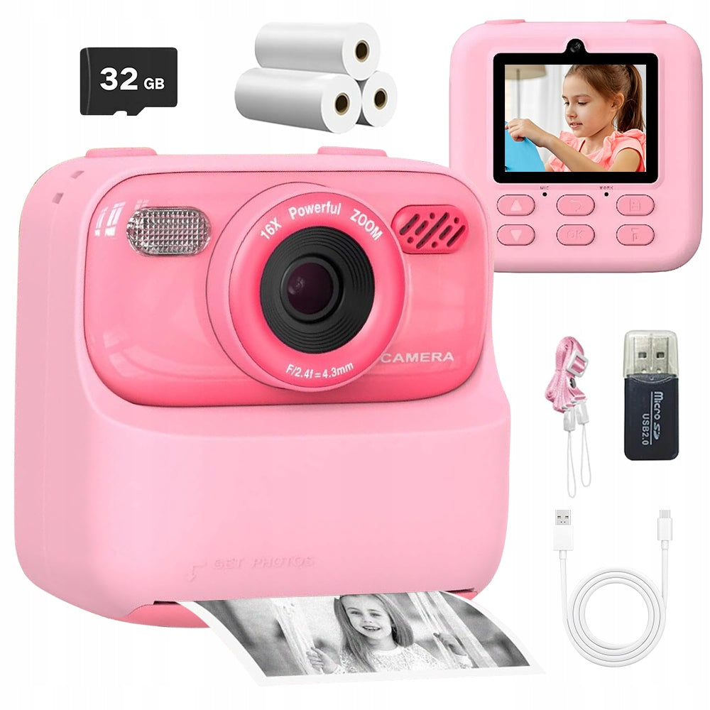 CAMERA INSTANT PRINTER POLAROID FOR CHILDREN WITH FLASH +3 ROLLS