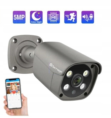 CAMERA IP POE 5MPX COLOR IMAGE AT NIGHT ONVIF AUDIO