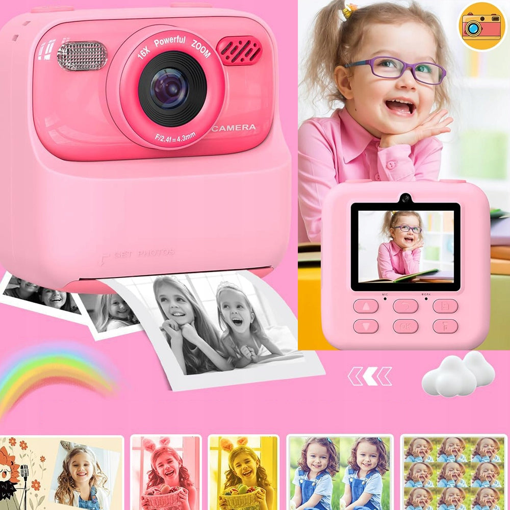 CAMERA PORTABLE PRINTER FOR CHILDREN 1080P 3 ROLLS 32G Brand no brand