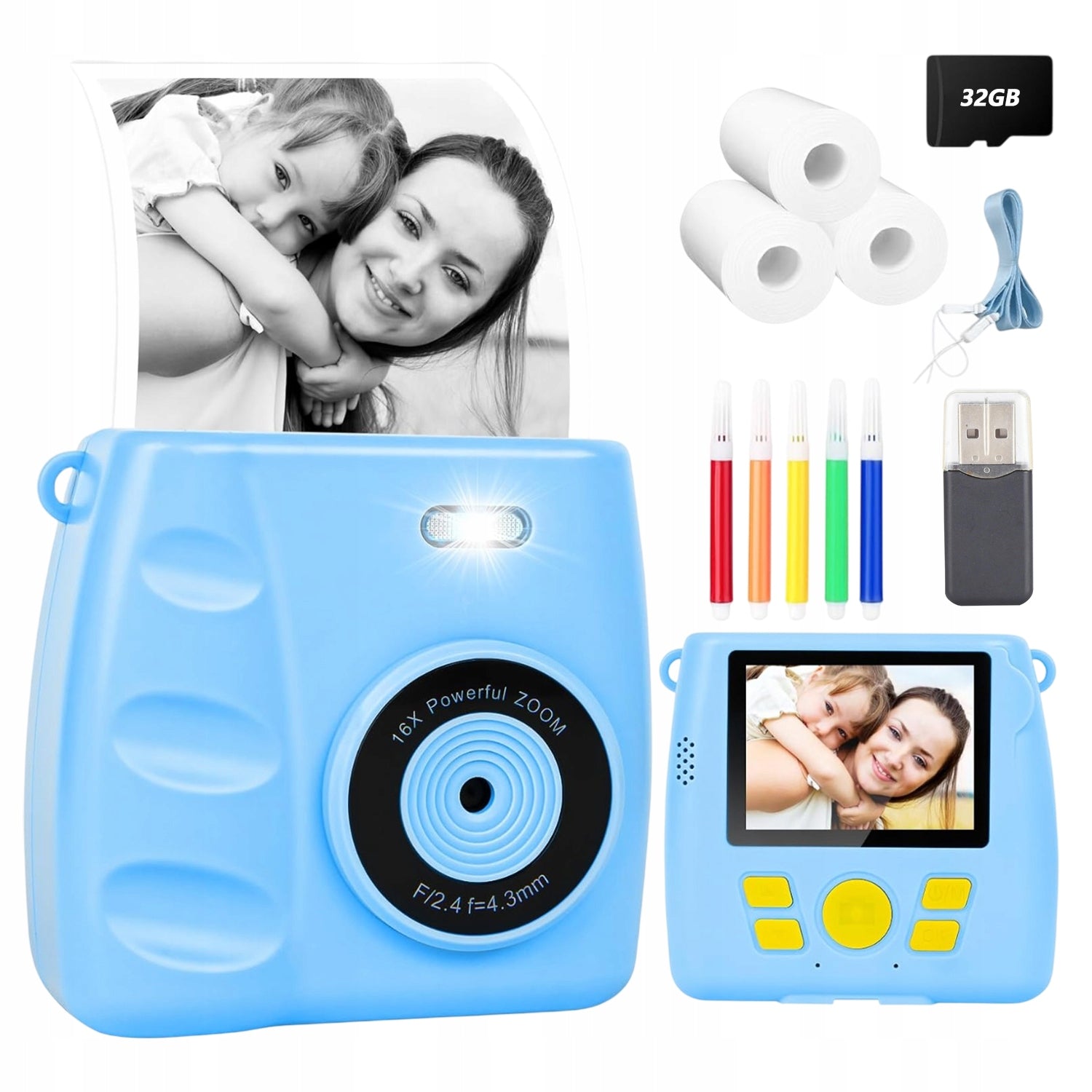 CAMERA PRINTER PRINT INSTANT THERMAL 32GB 3 ROLLS