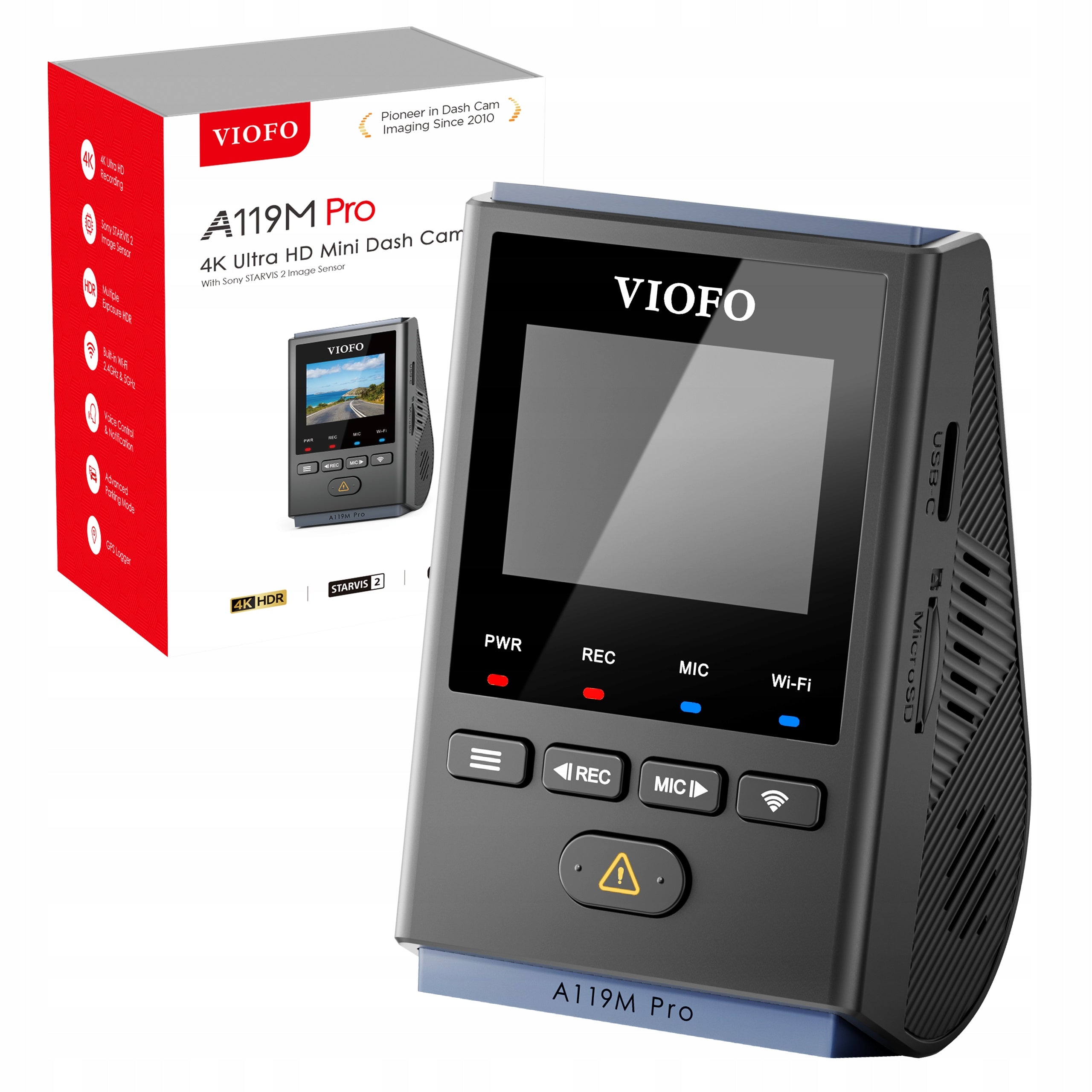 CAMERA ROUTE RECORDER VIOFO A119M PRO GPS WIFI 4K HDR SONY STARVIS 2