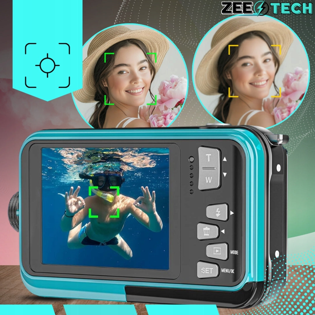 CAMERA WATERPROOF UNDERWATER DIGITAL PHOTO 48Mpx 16x ZOOM CARD 32GB Batteries included yes