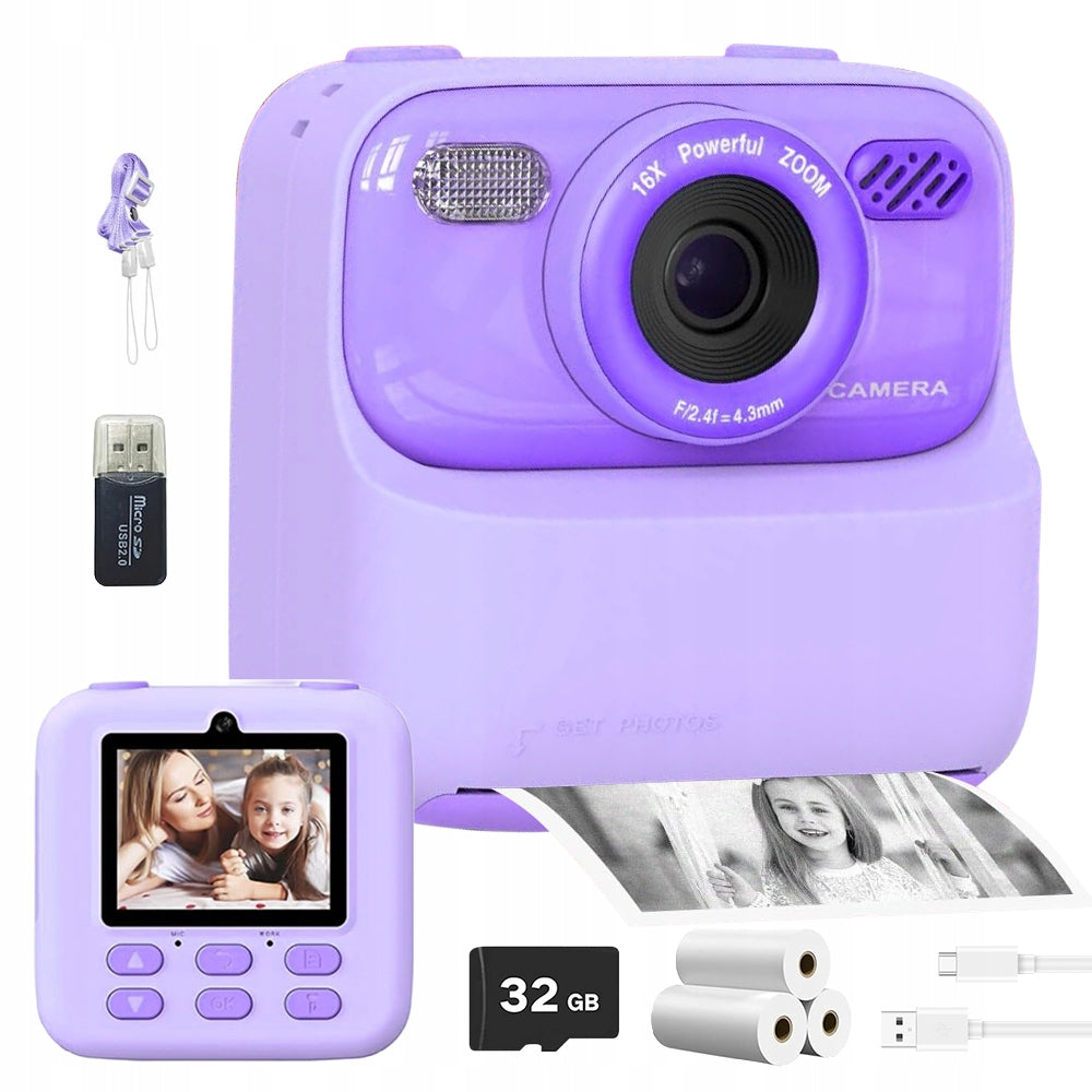 CAMERA WITH INSTANT PRINTING 32GB MEMORY CARD 2.4 INCH