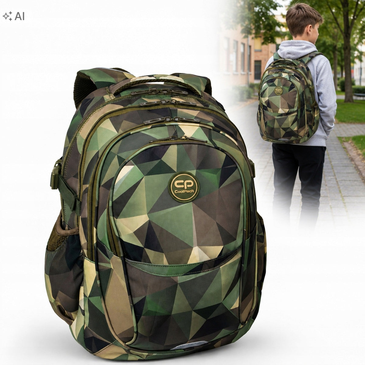 CAMO SCHOOL BACKPACK FOR BOY YOUTH URBAN TRAINING SPORTS 29L