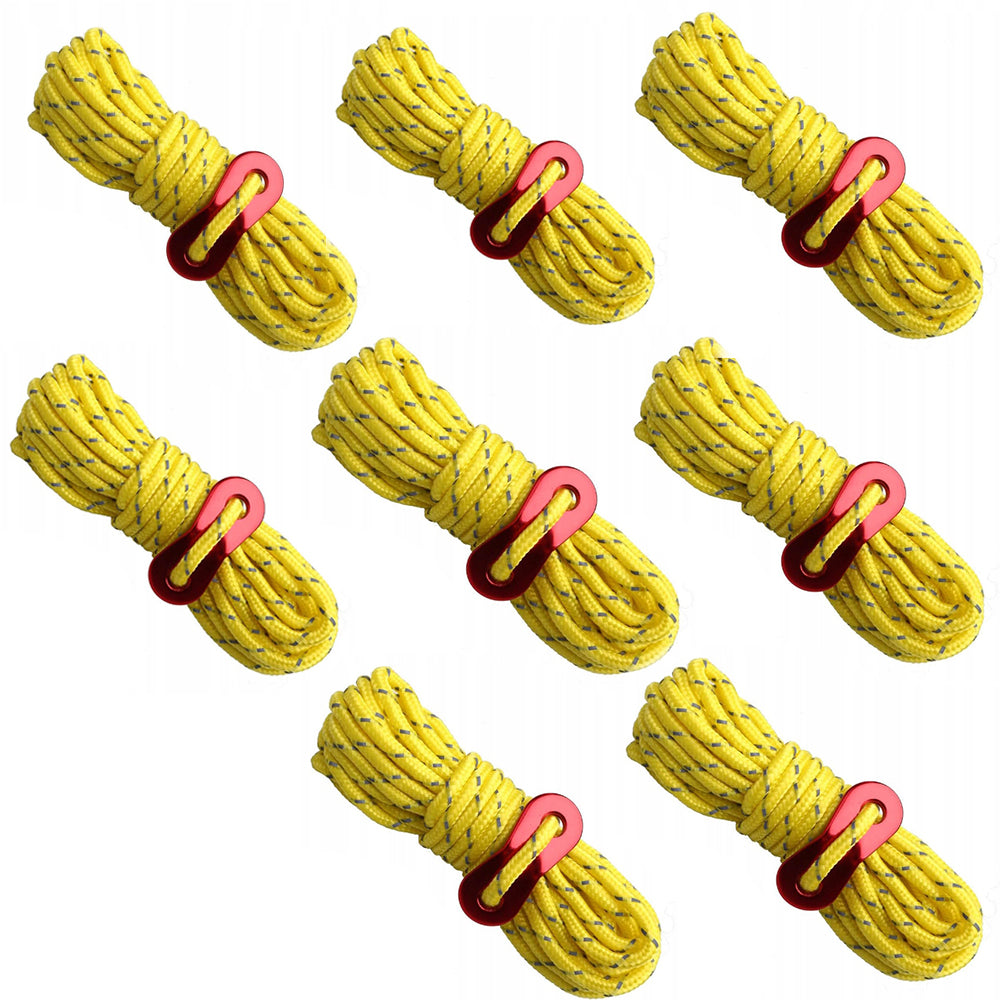 CAMPING ACCESSORIES REFLECTIVE ROPES WITH TENSIONERS FOR HIKING 4 M 5 MM 8 PCS Packaging status original
