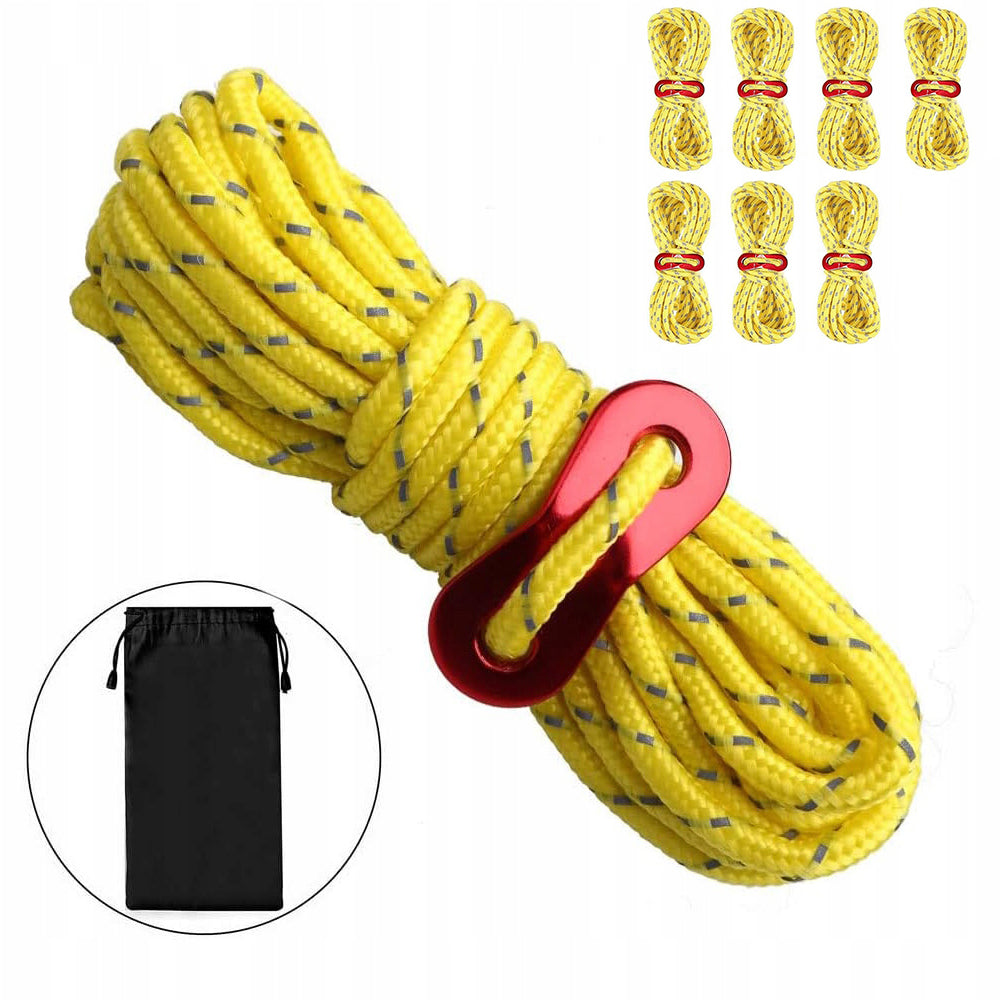 CAMPING ACCESSORIES REFLECTIVE ROPES WITH TENSIONERS FOR HIKING 4 M 5 MM 8 PCS