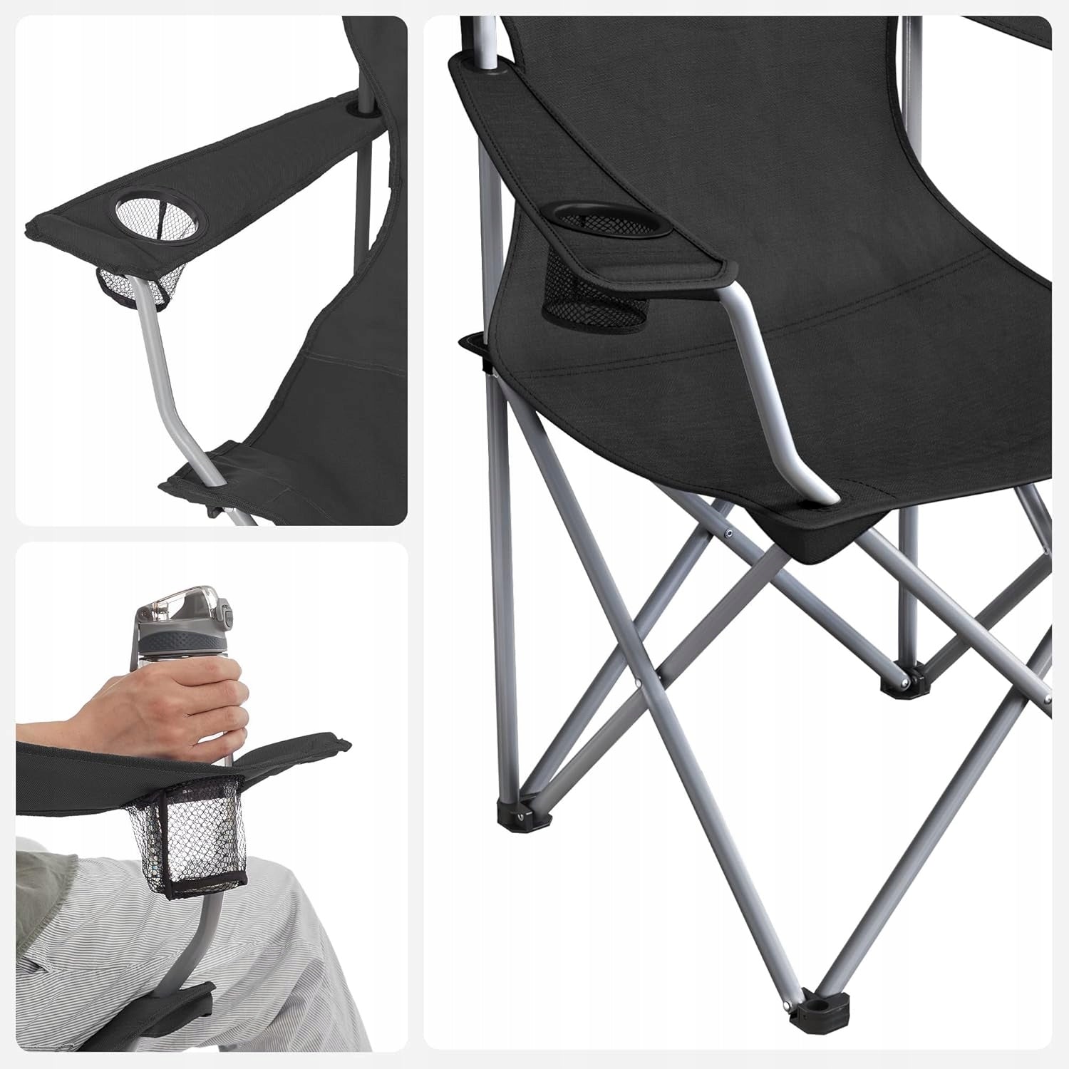 CAMPING CHAIR BLACK SONGMICS Color black