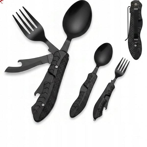 CAMPING CUTLERY TRAVEL FORK SPOON SET HIKING ESSENTIALS 3in1