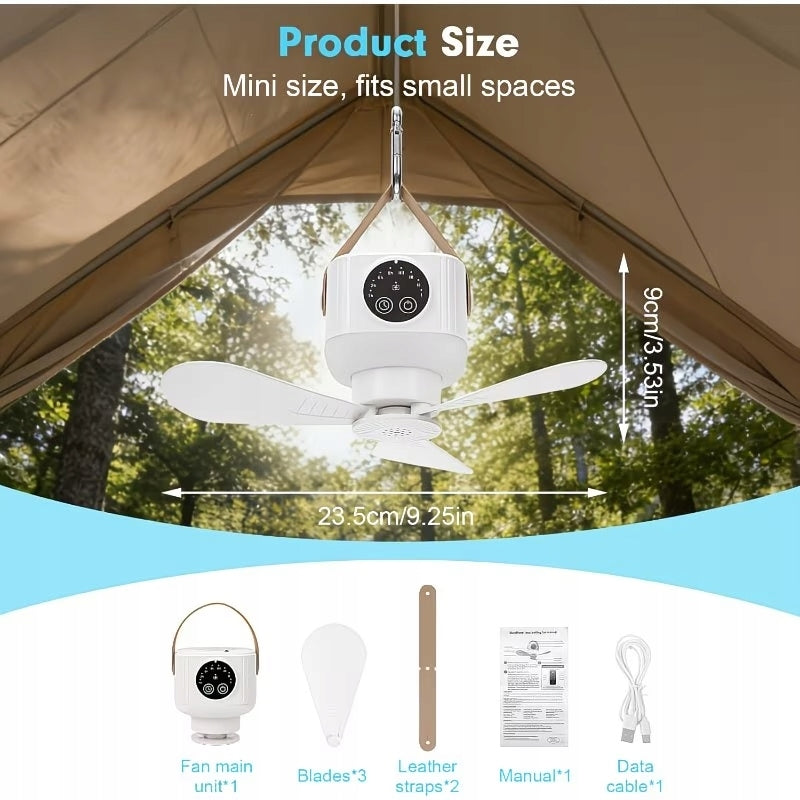 CAMPING FAN FOR TENT PORTABLE WITH LED REMOTE CONTROL LAMP Brand no brand