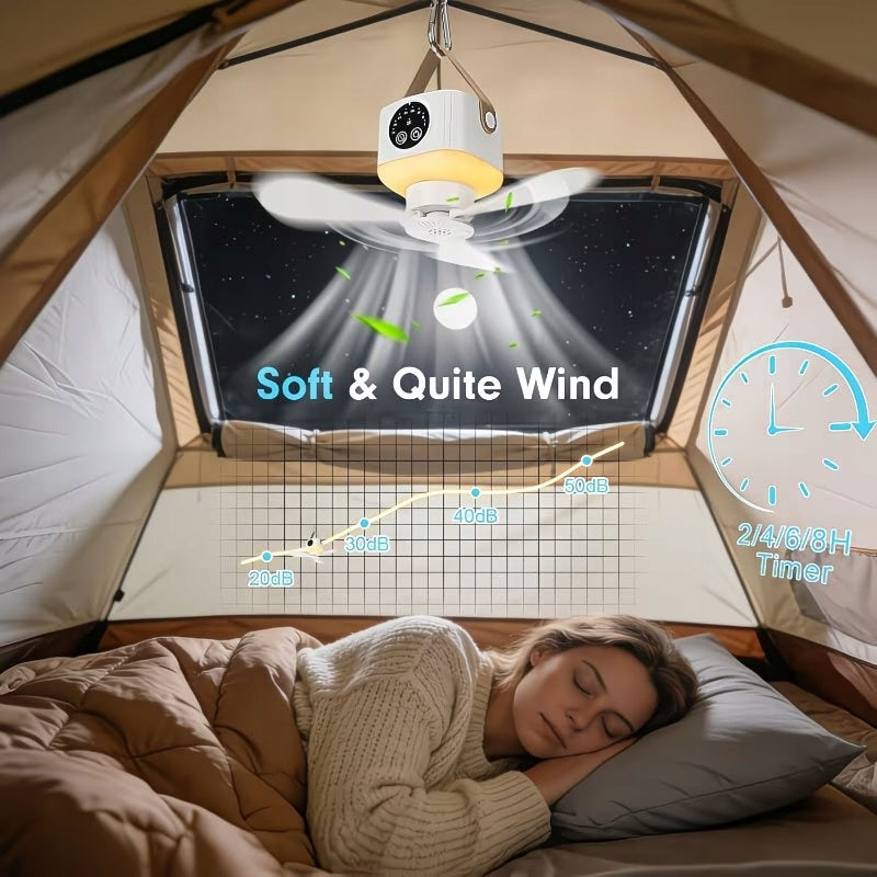 CAMPING FAN FOR TENT PORTABLE WITH LED REMOTE CONTROL LAMP Model FAN