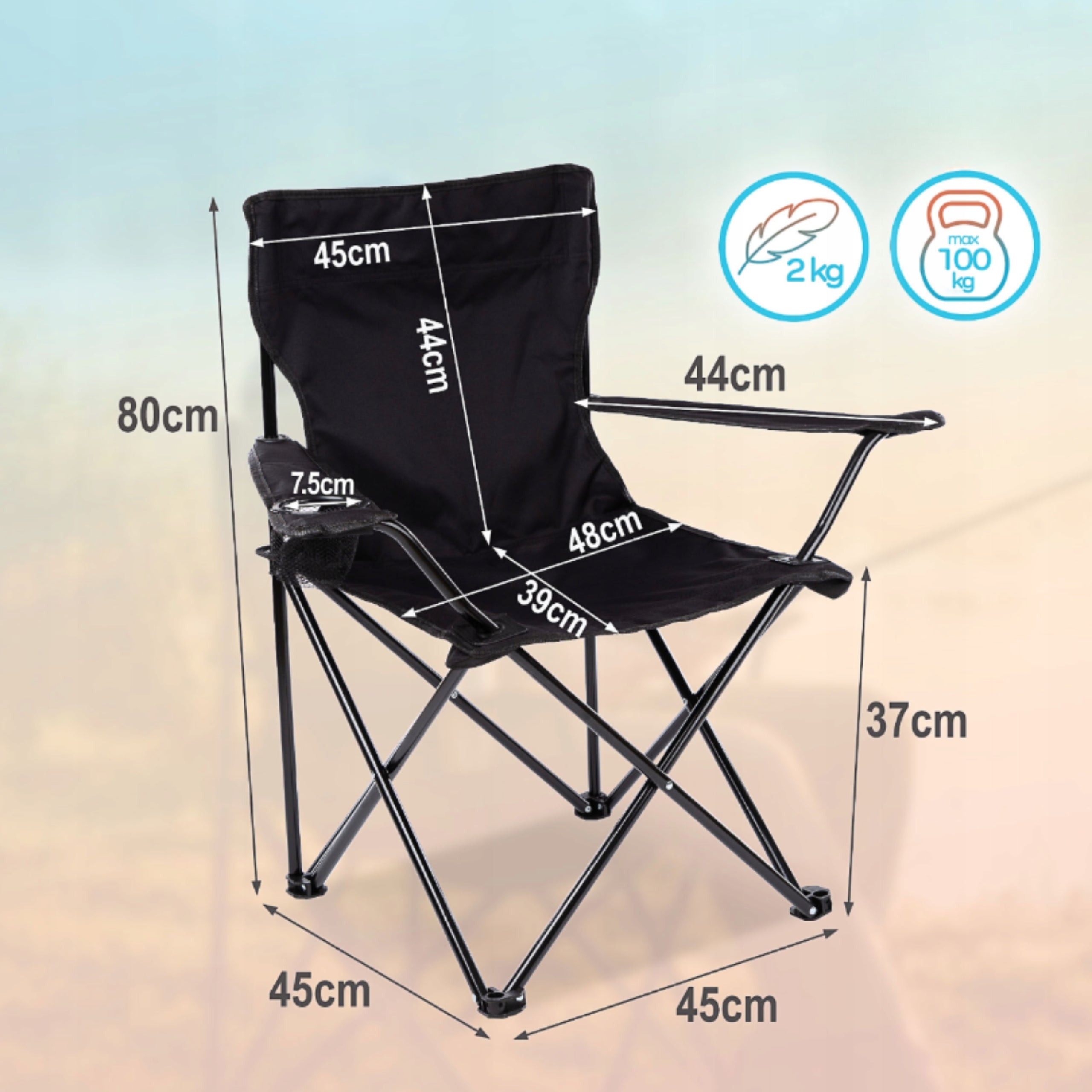 CAMPING FOLDING FISHING CHAIR LARGE BLACK MONTESSA Kind chair