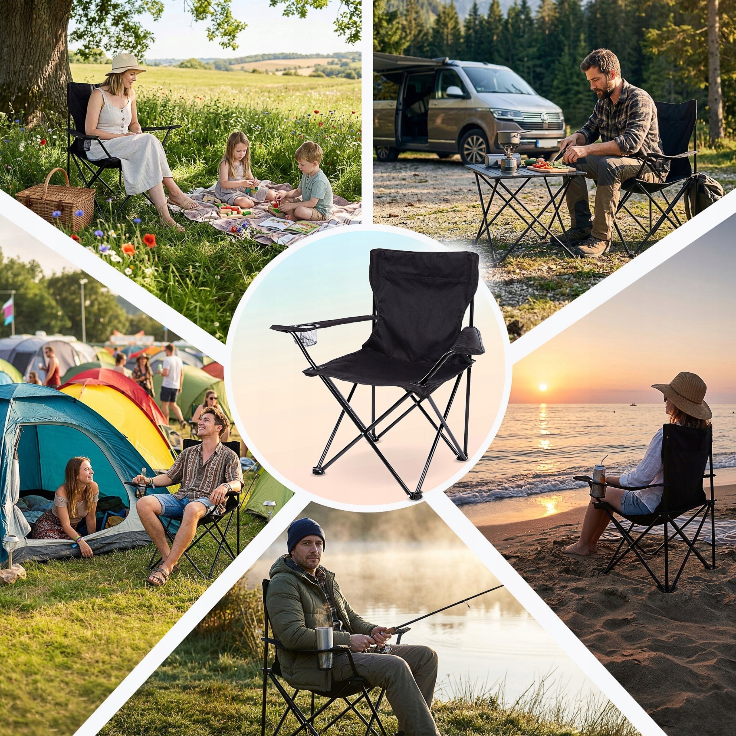 CAMPING FOLDING FISHING CHAIR LARGE BLACK MONTESSA Manufacturer code 5903843216339