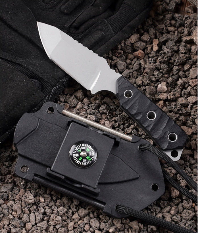 CAMPING Hunting Knife Black Full-Tang Tactical Survival EDC Holster Packaging status original