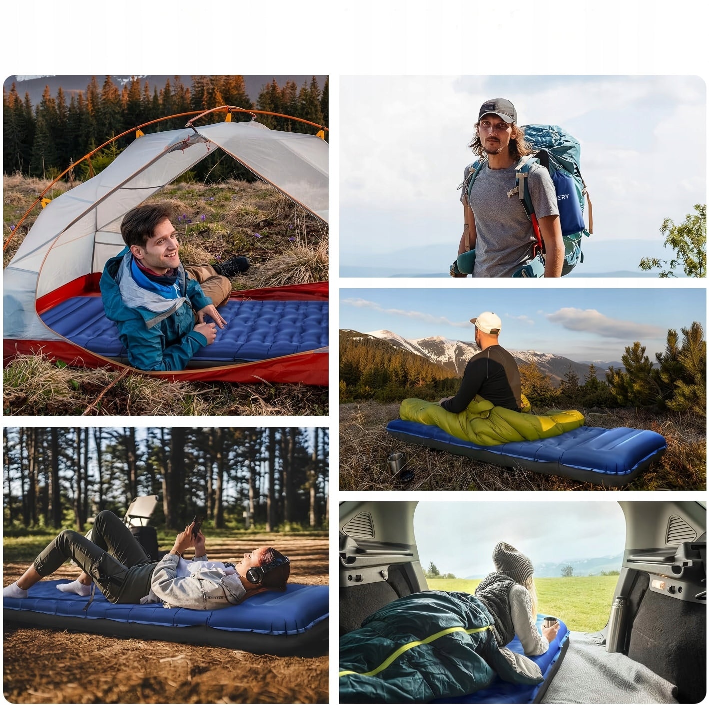 CAMPING MATTRESS INFLATABLE SELF INFLATING WITH FOOT PUMP HIKING MAT Packaging status original