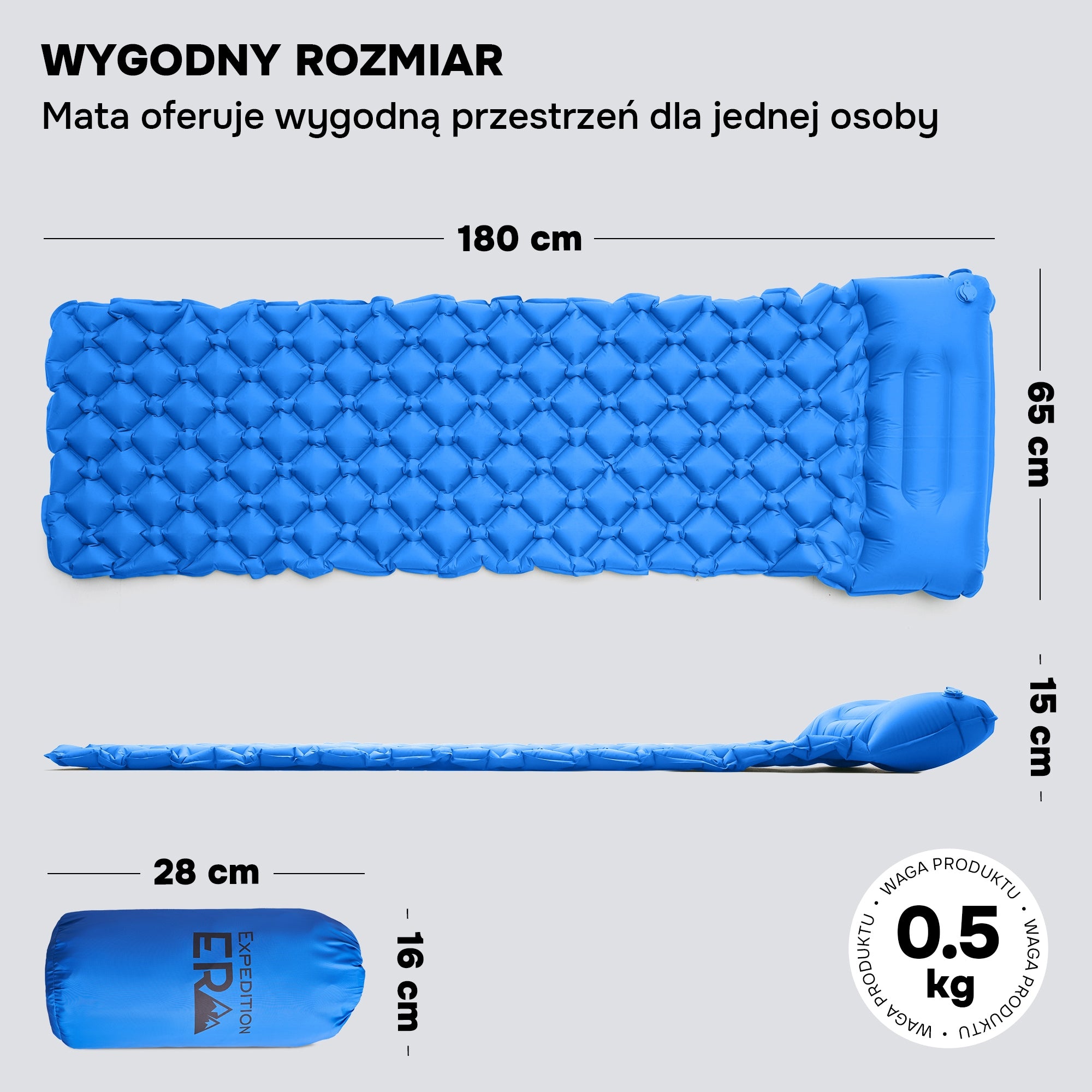 CAMPING MATTRESS ULTRA-LIGHT WITH PILLOW 180X65CM FOR TENT Manufacturer code 850060077135