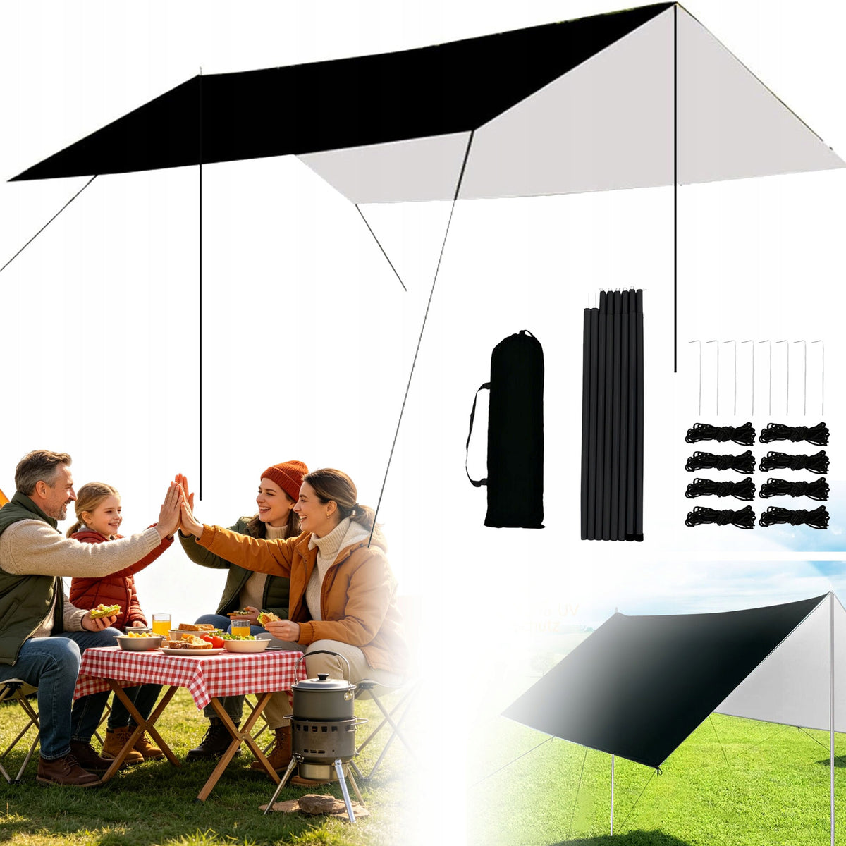 CAMPING SHEET 3X3M WATERPROOFING UV COATING SUNSHADE