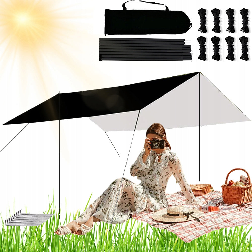CAMPING SHEET TARP 3x3M RAINPROOF LIGHTWEIGHT PORTABLE 3-4 PERSONS