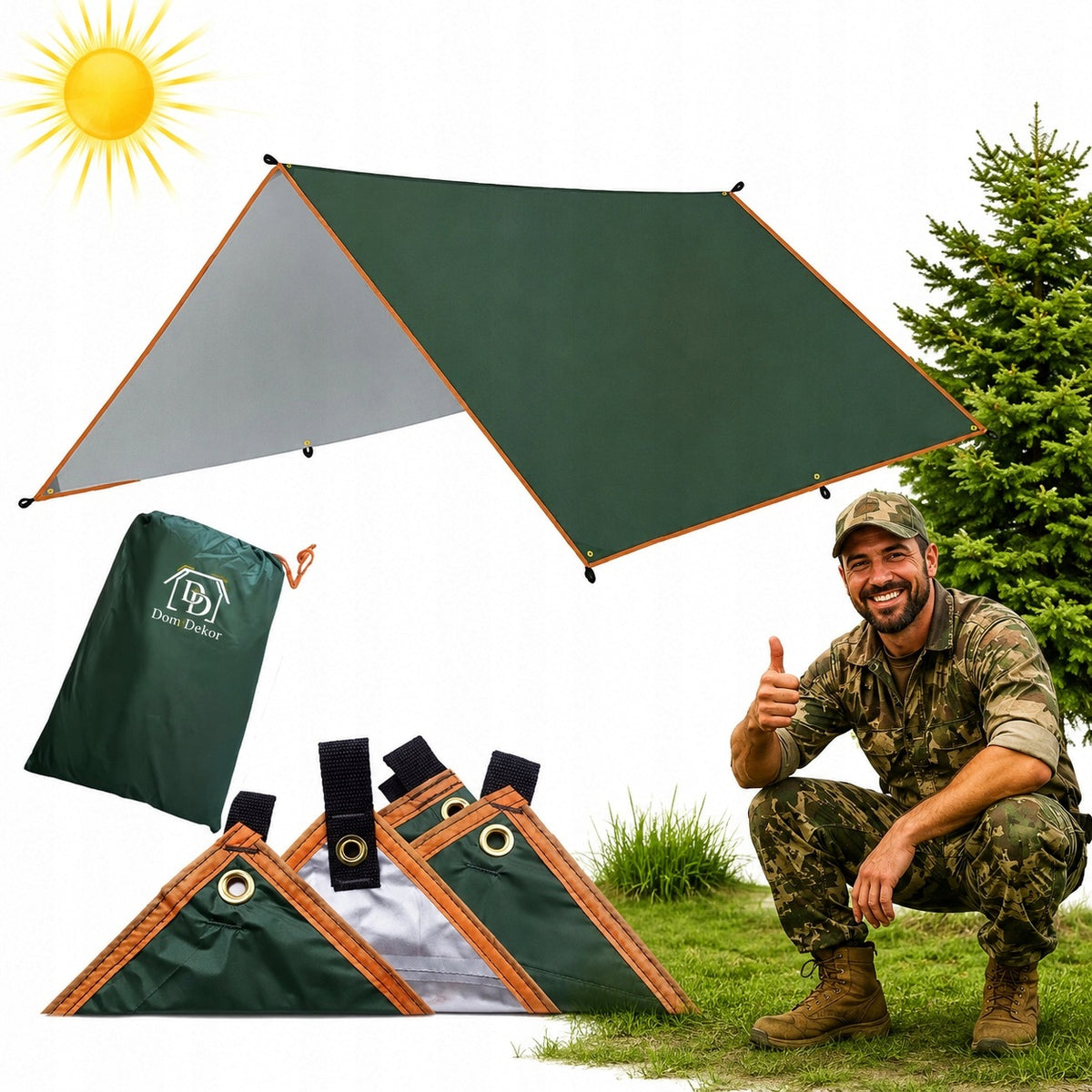 CAMPING SHEET WATERPROOF THERMAL 3X3 m SUN SAIL TARP