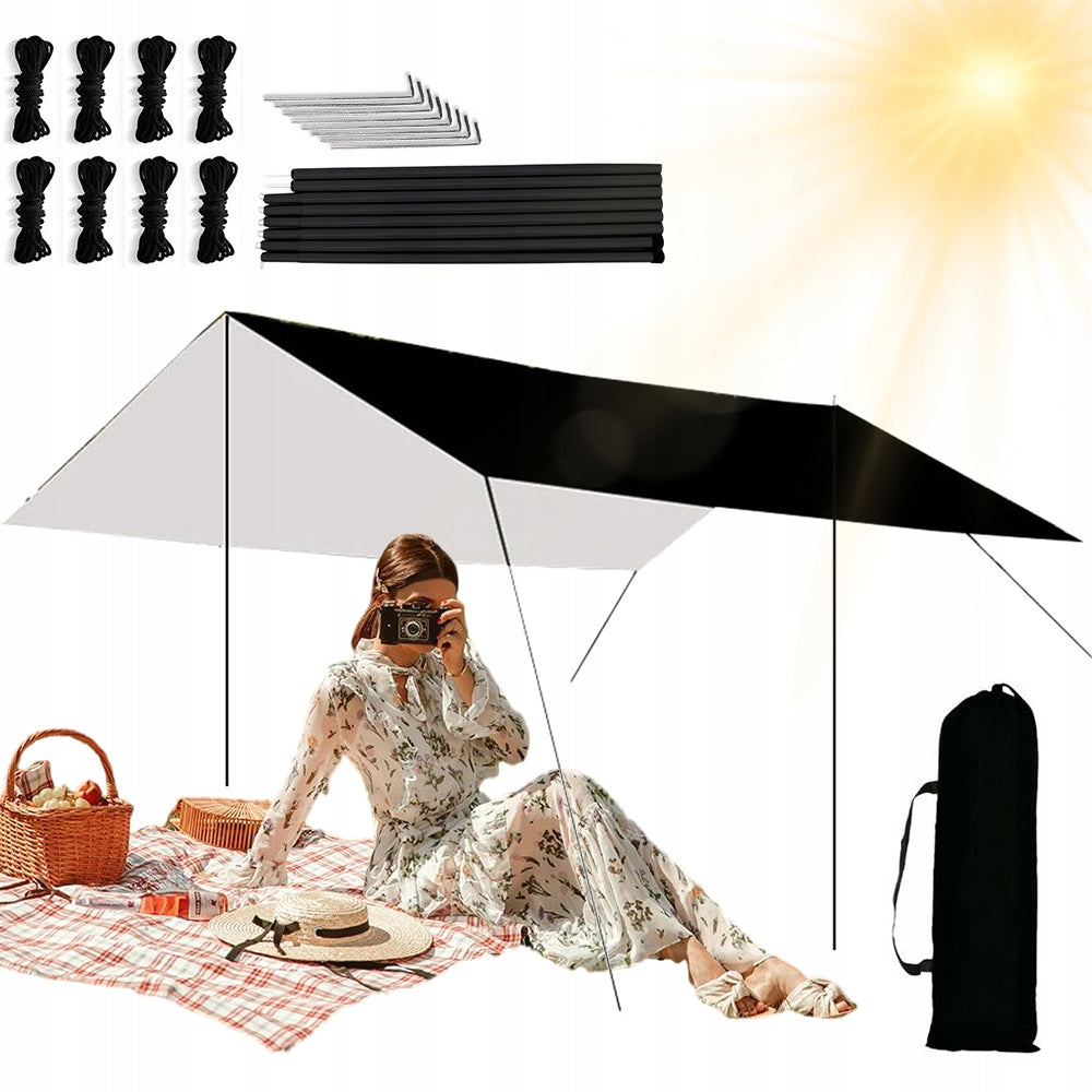 CAMPING TARPAULIN TOURIST TARP WATERPROOF 3×3M WITH CANOPY BAR