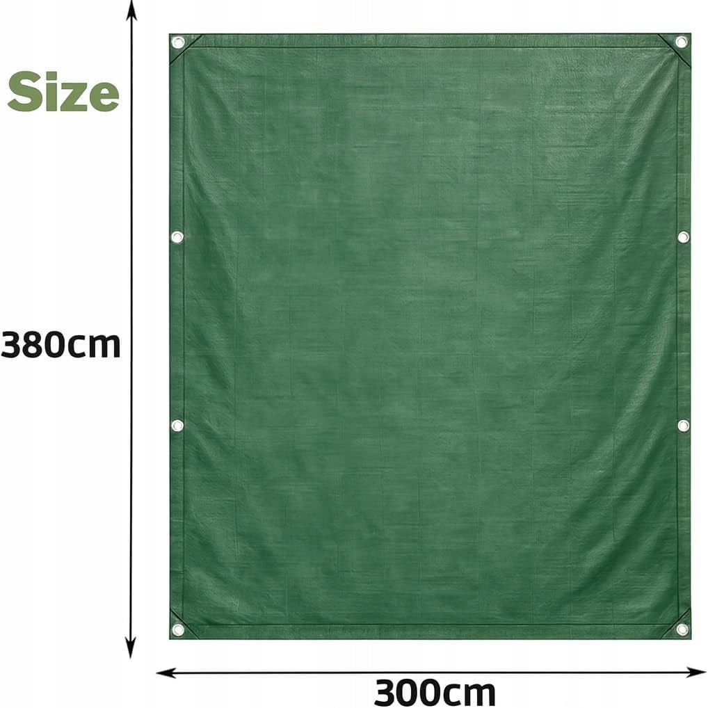 CAMPING TARPAULIN WATERPROOF 3x3,8 m WITH EYELETS PROTECTIVE AWNING Packaging status original