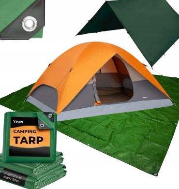 CAMPING TARPAULIN WATERPROOF 3x3,8 m WITH EYELETS PROTECTIVE AWNING