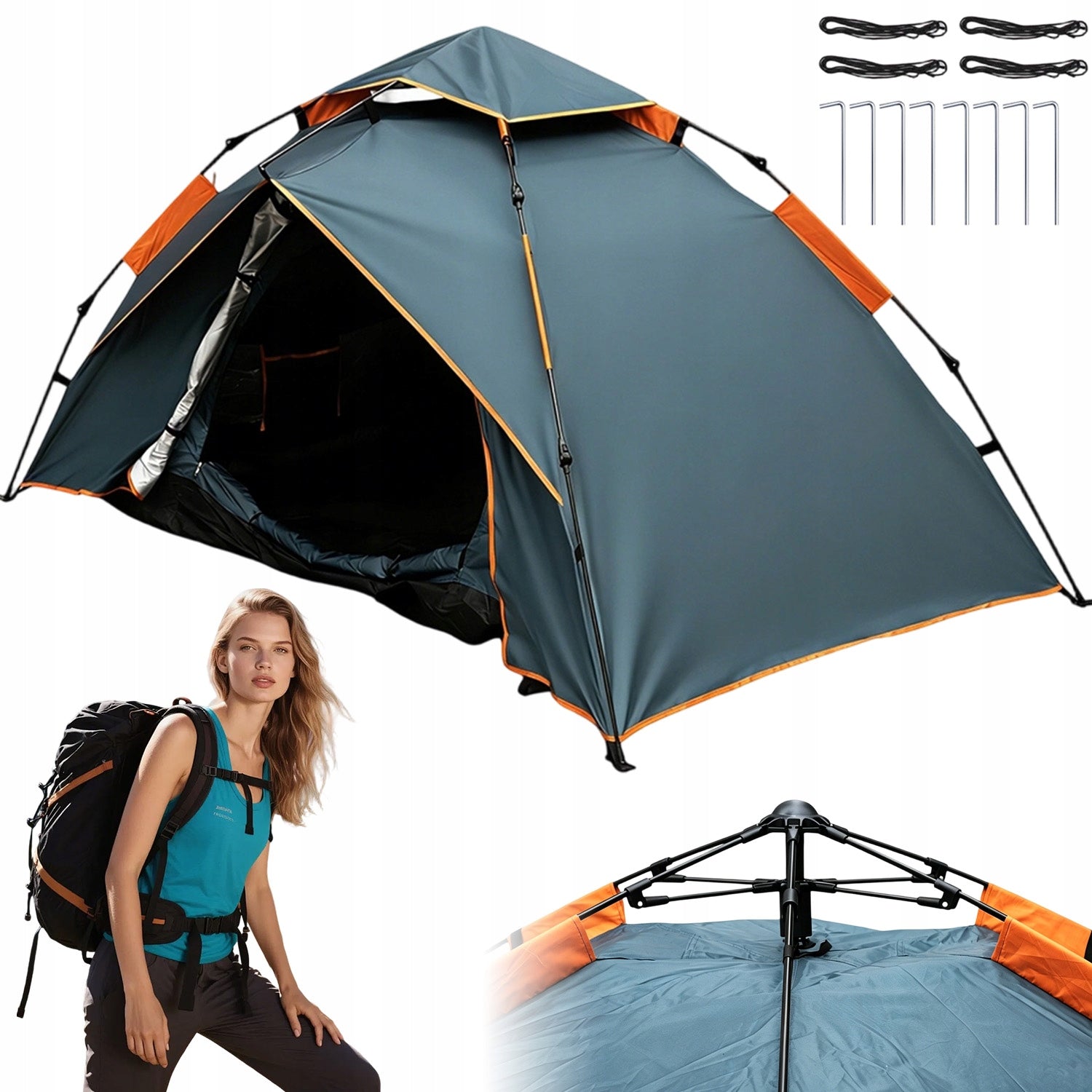 CAMPING TENT 2 PERSON SELF-FOLDING HYDRAULIC WATERPROOF LIGHT