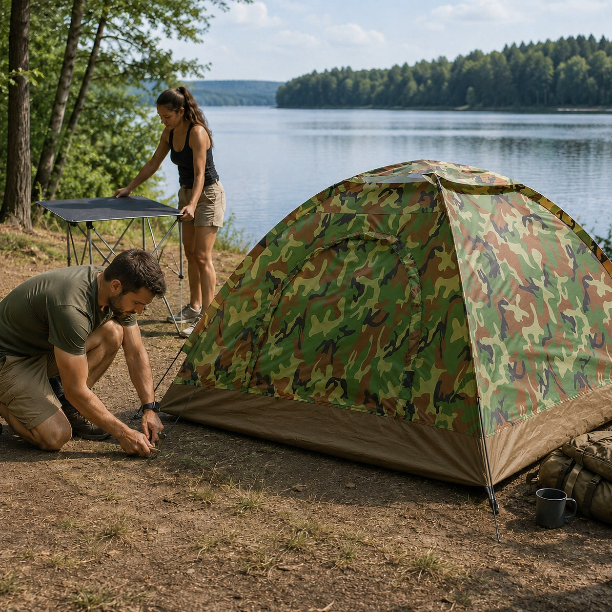 CAMPING TENT 3 PERSON WATERPROOF WITH MOSQUITO NET LARGE CAMO Manufacturer code NK01