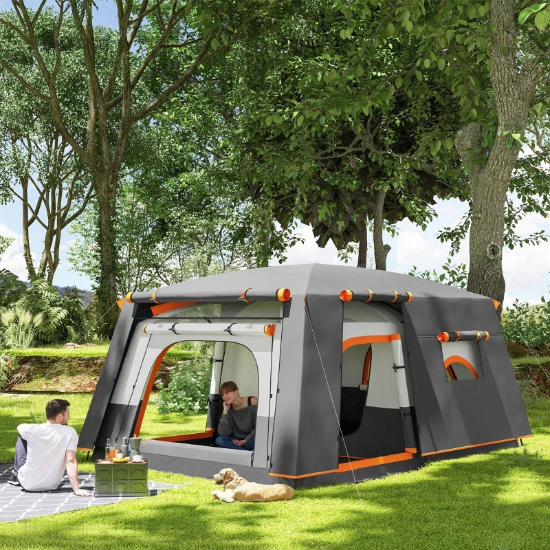 CAMPING TENT FOR 4 TO 6 PEOPLE WITH DOORS AND WINDOWS 4,3×3×1,95M, DARK GREY Brand Outsunny