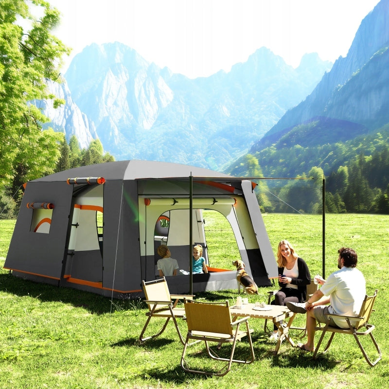 CAMPING TENT FOR 4 TO 6 PEOPLE WITH DOORS AND WINDOWS 4,3×3×1,95M, DARK GREY Manufacturer code Duży namiot rodzinny