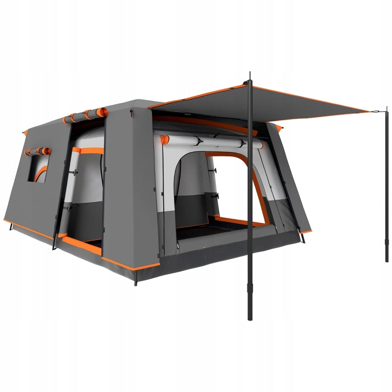 CAMPING TENT FOR 4 TO 6 PEOPLE WITH DOORS AND WINDOWS 4,3×3×1,95M, DARK GREY