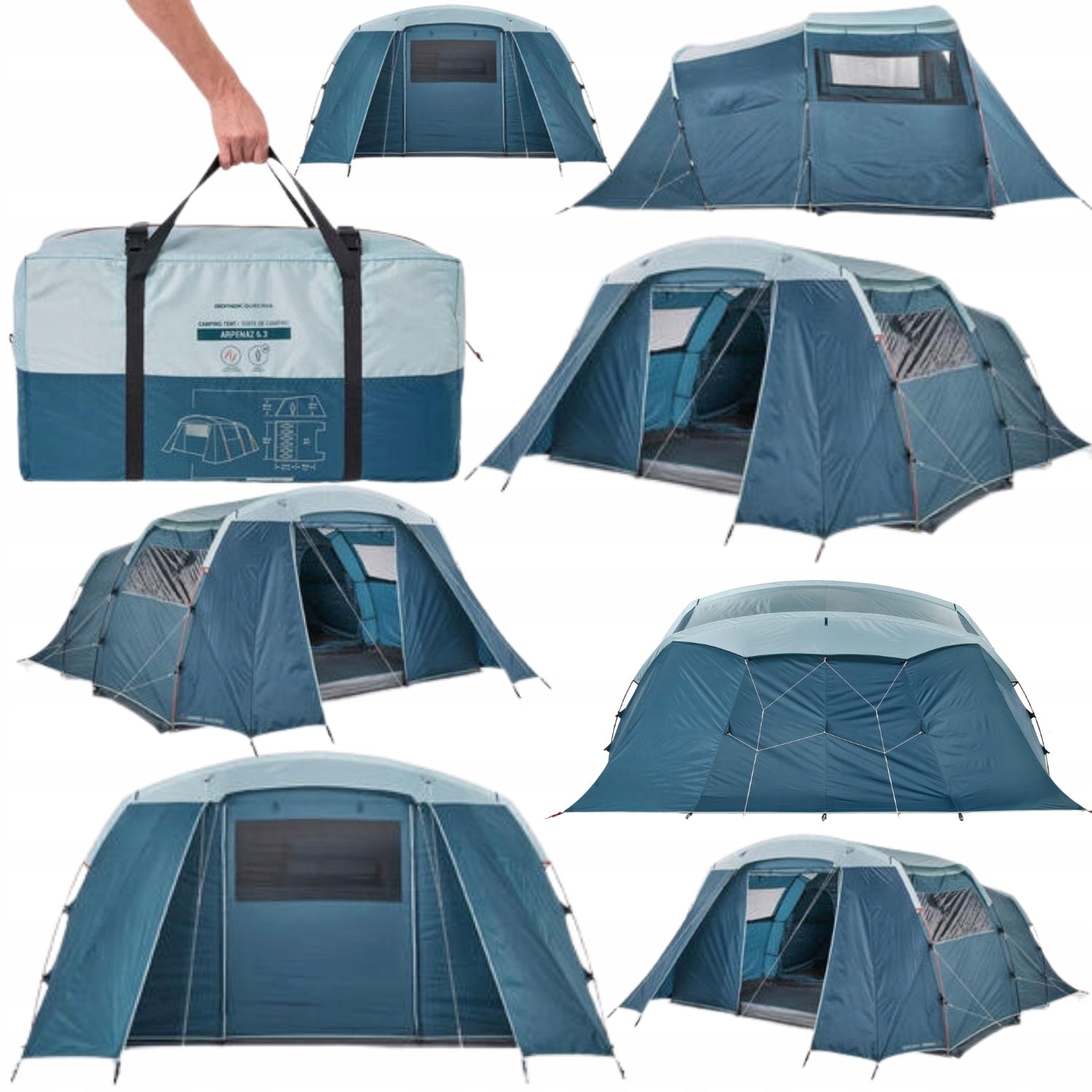 CAMPING TENT GARDEN FAMILY 6 PERSONS 3 BEDROOMS STRONG