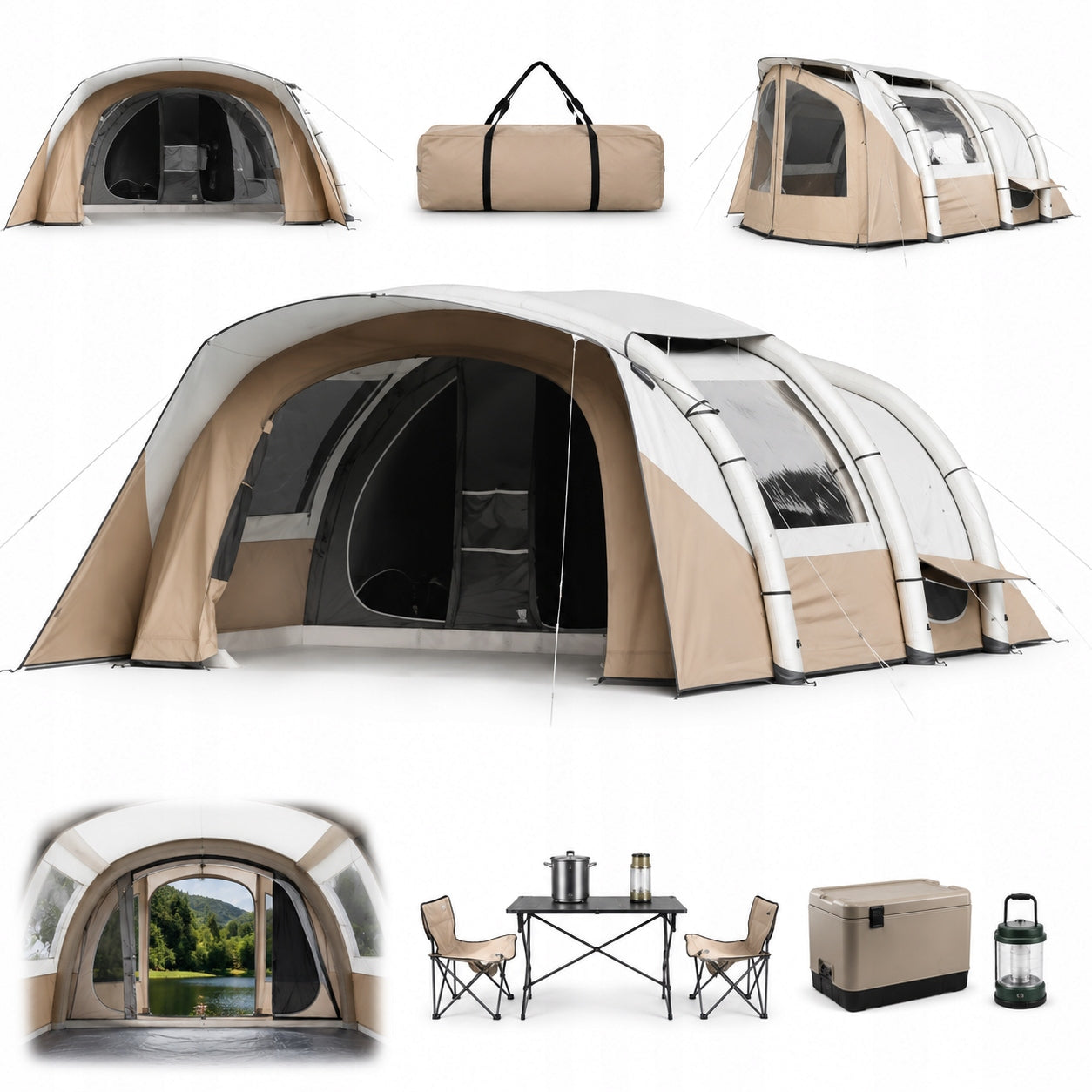 CAMPING TENT INFLATABLE FRESH BLACK 6 - TOURIST PERSON QUECHUA AIR