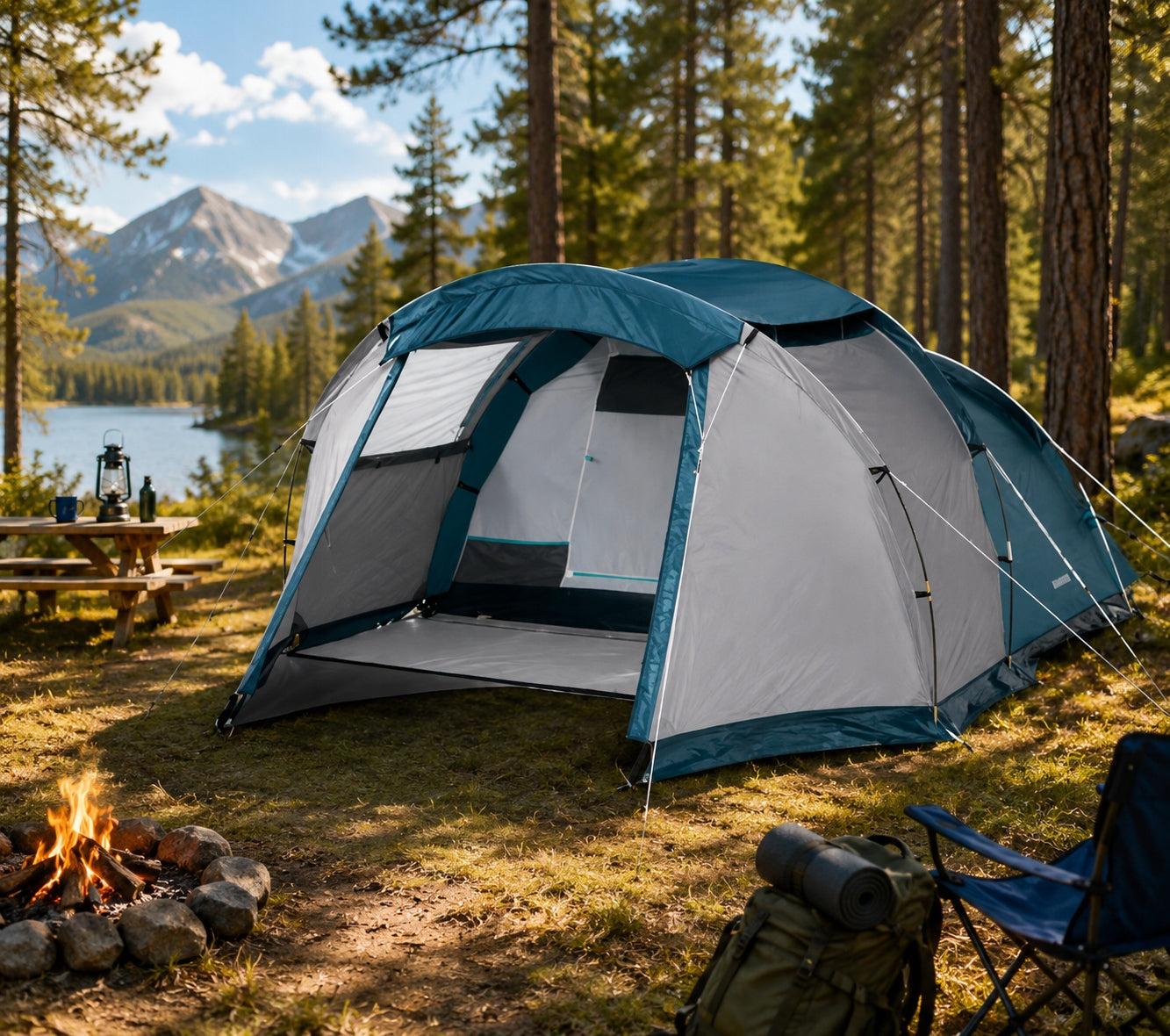 CAMPING TENT QUECHA XXL 4 PERSON VESTIBULE DARKENED BEDROOM Waterproofness 2000 mm