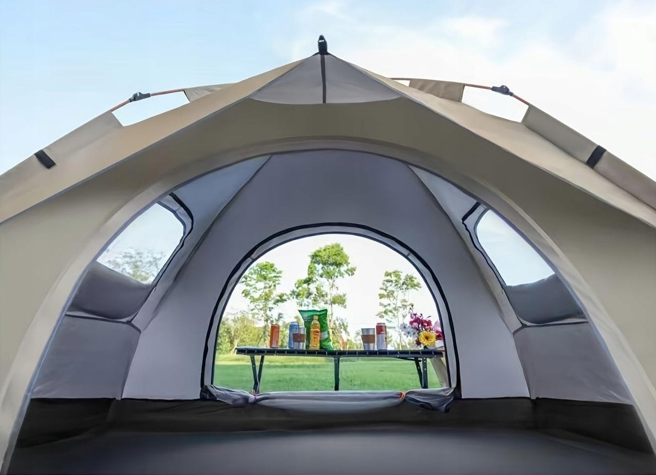 CAMPING TENT SELF-FOLDING TOURIST 2 PERSON BEIGE Manufacturer code 639326