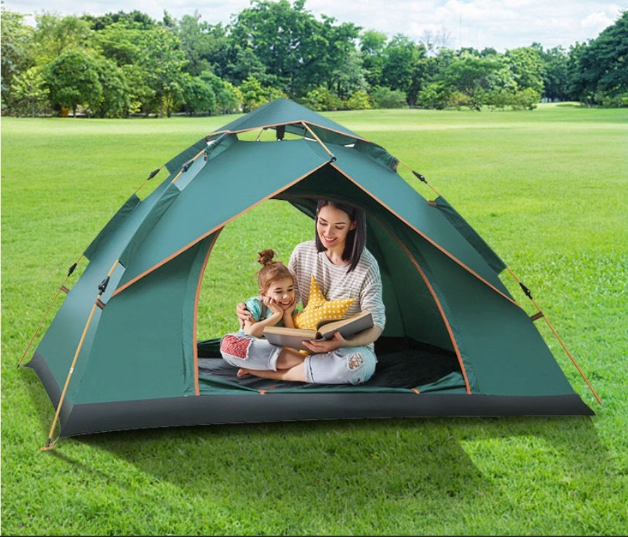 CAMPING TENT SELF-FOLDING TOURIST 200x200x145CM 4 PERSONS Color green