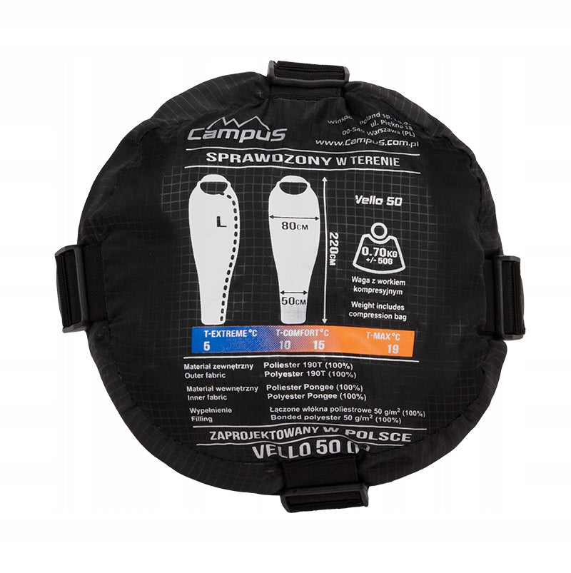 CAMPUS LIGHTWEIGHT SLEEPING BAG VELLO 50 MUMMY - 0.68kg - R Brand Campus