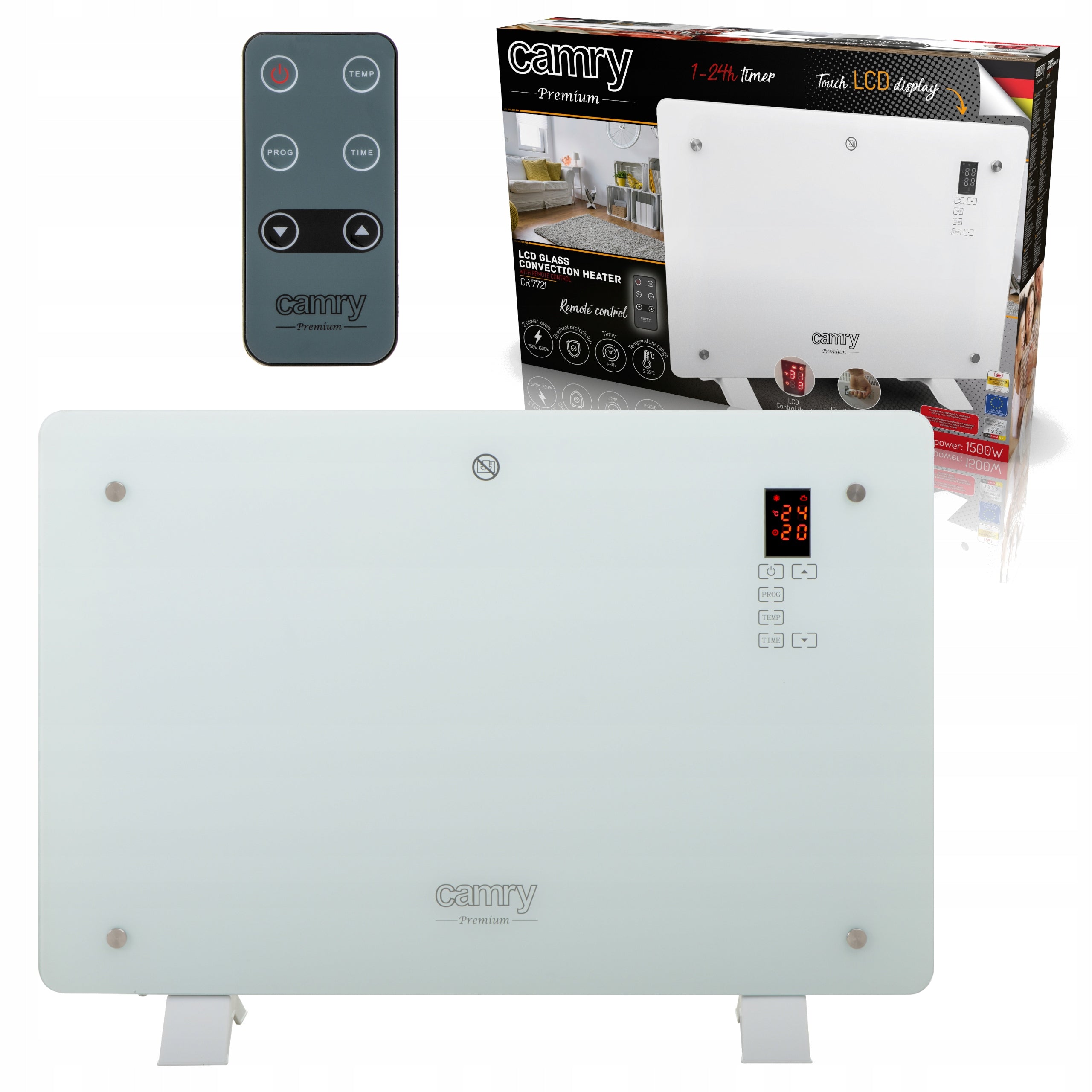 CAMRY GLASS CONVECTOR RADIATOR 1500W