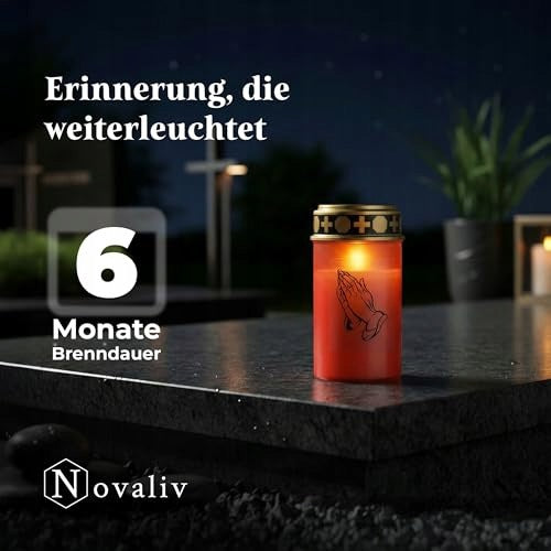 CANDLE LED RED BATTERY OPERATED FLICKER EFFECT CEMETERY CANDLE 12CM Manufacturer code SWC5908151670378
