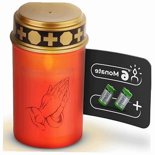 CANDLE LED RED BATTERY OPERATED FLICKER EFFECT CEMETERY CANDLE 12CM