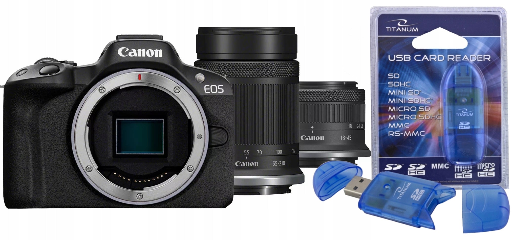 CANON EOS R50 + RF-S 18-45mm F4.5-6.3 IS STM + RF-S 55-210mm IS STM READER