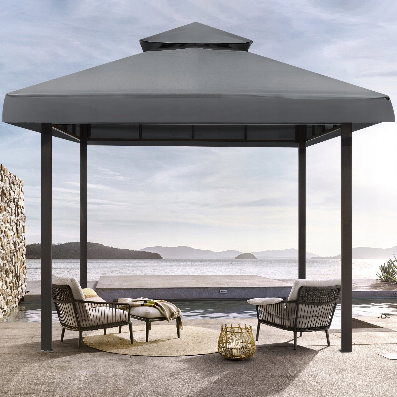 CANOPY FOR GARDEN PAVILION TENT GAZEBO 3x3m Grey Replacement Canopy Product weight with unit packaging 1 kg