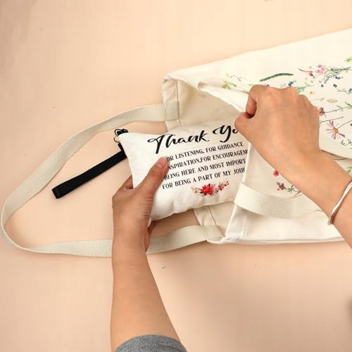 CANVAS COSMETIC BAG FOR FRIEND WITH ZIPPER GIFT Color multicolor
