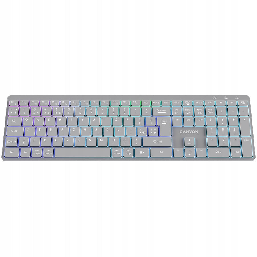 CANYON Keyboard HKB-W11 UK/US RGB Two Modes Wireless Grey Manufacturer Canyon