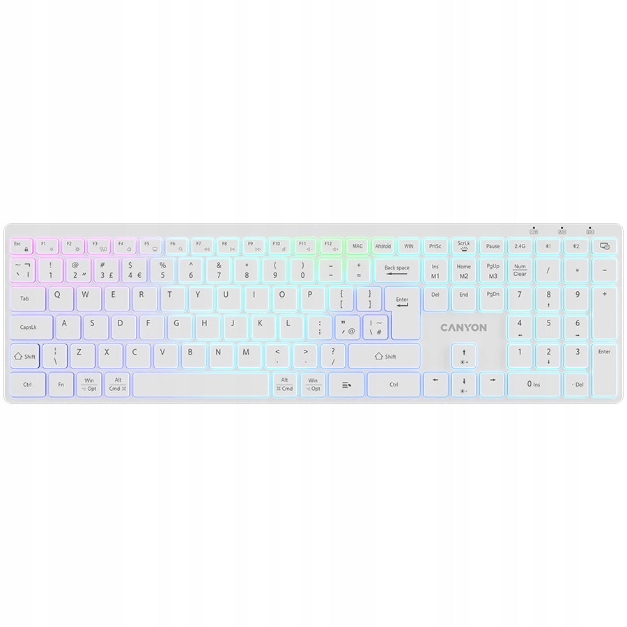 CANYON Keyboard HKB-W11 UK/US RGB Two Modes Wireless White