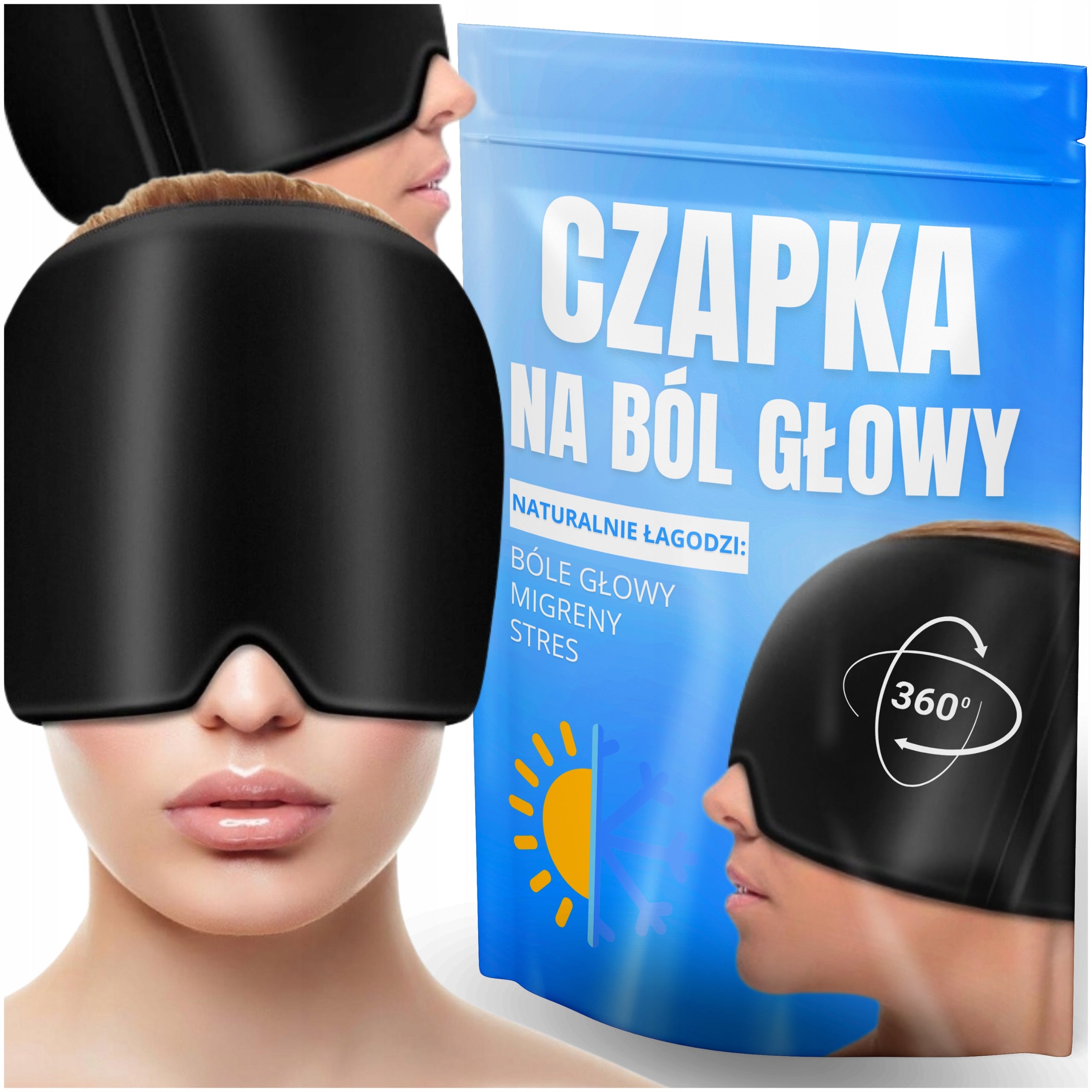 CAP RELIEVING HEADACHE FOR MIGRAINE MASK COMPRESS GEL COMPRESS BLACK Medical device no